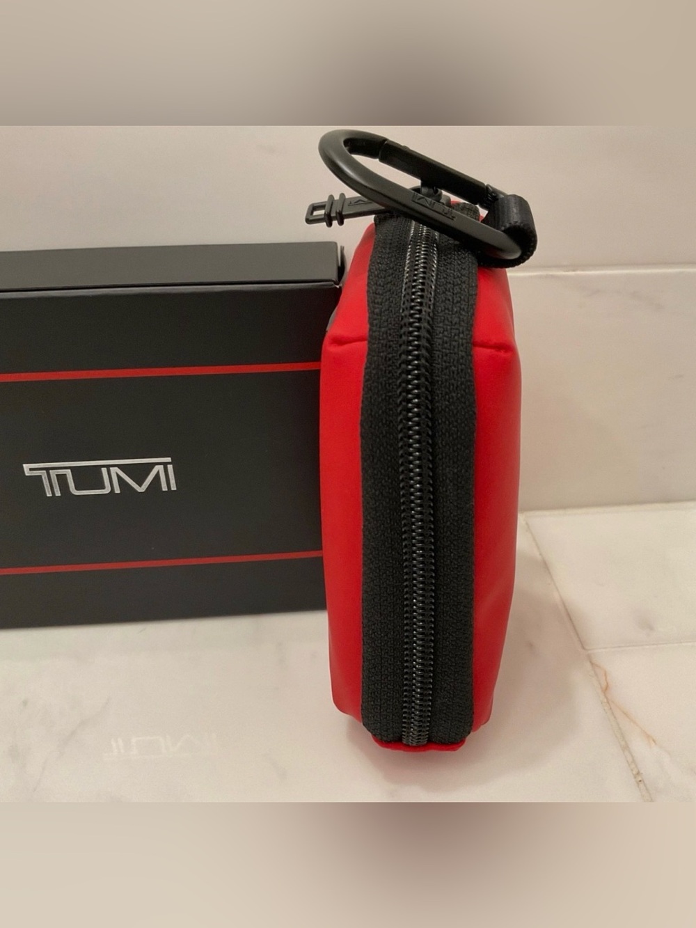 NEW Tumi + 5.0” x 3.5” Polyurethane Modular Accessory Zip Pouch - TUMI RED - Picture 6 of 8